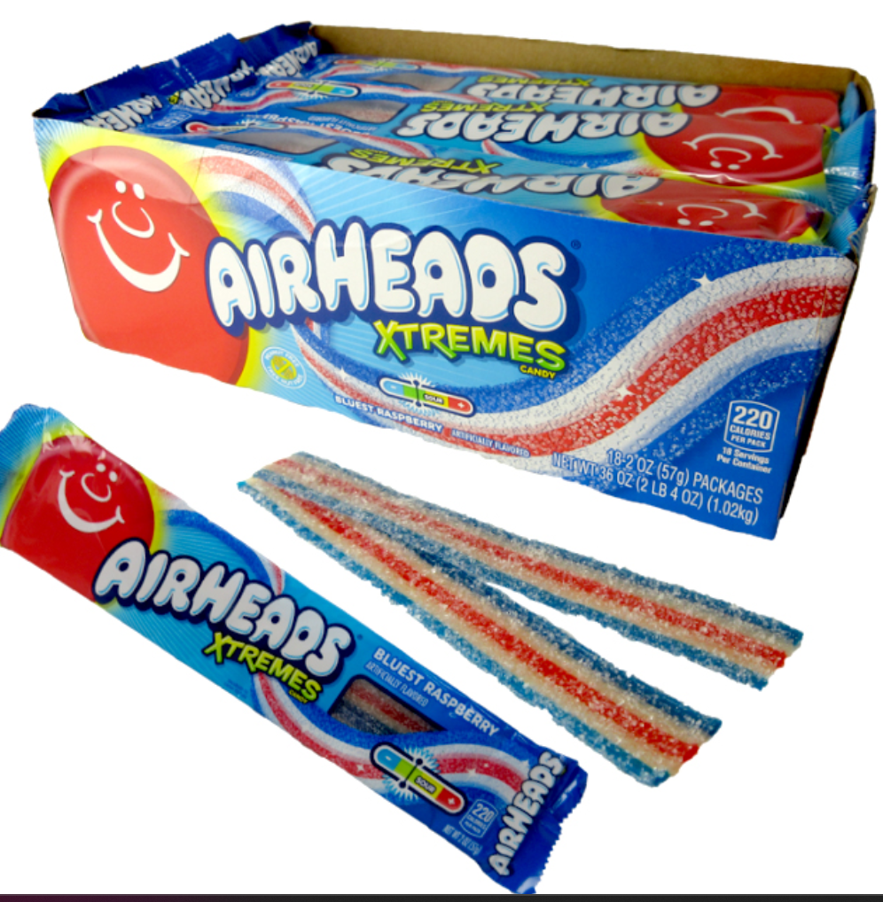 Airheads Xtremems Sour Belts Bluest Raspberry