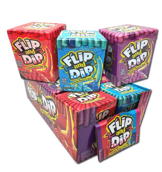 Flip and Dip Gummy Sticks and Sour Dip