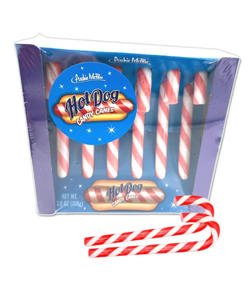 Hot Dog Flavor Candy Canes