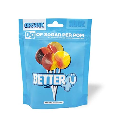 Better4Ü Organic No Sugar Fruit Lollipops, Assorted Flavors
